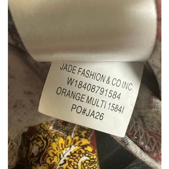 Band of Gypsies Orange Multicolor Floral Paisley Wide Leg Jumpsuit Size S - Picture 7 of 12